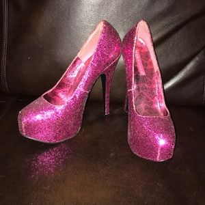 Pink sparkle bordello heels Sz 9